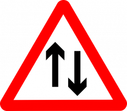 Two Way Road Warning Road Sign transparent PNG - StickPNG
