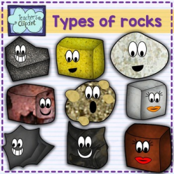 SCIENCE Clipart: Cute 3 types of rocks characters