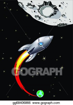 Clip Art Vector - Rocket spaceship to the moon. Stock EPS ...