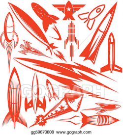 EPS Illustration - Red rocket collection. Vector Clipart ...