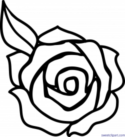Rose Black And White Lineart Clip Art - Sweet Clip Art