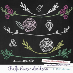 Chalkboard Wedding clipart, chalk roses clipart, chalk ...