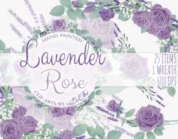 Lavender Rose Clipart Rose Clipart Watercolor Clip Art Rose Lavender Purple  Sage Illustration Invitation Clipart Rose Wedding Lavender Rose