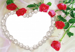 Pearl Heart and Roses Transparent Frame | Gallery Yopriceville ...