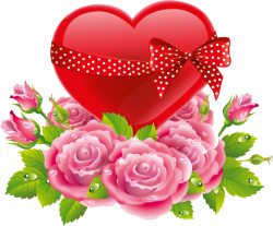 Red Heart & Polka Dot Bow with Pink Roses. orig.png | Hearts Of Love ...