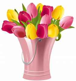 Spring Bucket with Tulips Transparent PNG Clip Art Image | Gallery ...