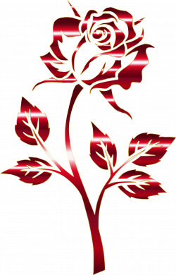 Clipart - Crimson Rose Silhouette Variation 2 No Background