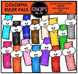 Colorful Ruler Pals Clip Art Bundle (Color and B&W)