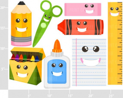 Happy School Supplies - Digital Clip Art - Personal and ...