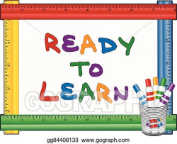 Vector Stock - Ready to learn whiteboard, pens. Clipart ...