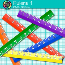 Ruler Clip Art {Rainbow Measurement Tool Graphics for Math Resources} 1