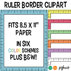 Ruler frame border printable digital paper clipart png set for instant  download scrapbooking art or school teacher use