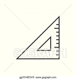 Vector Art - Triangle ruler outline icon. Clipart Drawing ...