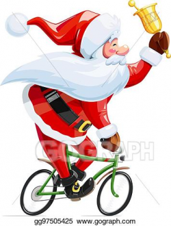 Vector Art - Santa claus with bell at bicycle. christmas ...