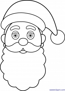 Santa Claus Face Lineart Clip Art - Sweet Clip Art