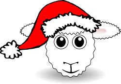 OnlineLabels Clip Art - Funny Sheep Face White Cartoon With Santa ...
