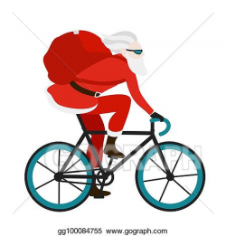 Vector Stock - Santa bicycle delivery messenger red with ...