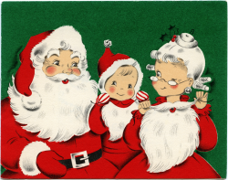 Santa Family Vintage Christmas Greeting Card ~ Free Download ...