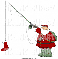 Clip Art of an Outdoorsy Santa Holding a Red Christmas ...
