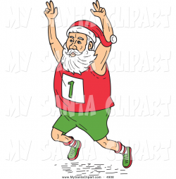 Cartoon Clip Art of Healthy Santa Running Marathon by ...