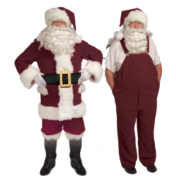 Red Velvet Santa Suit With Velvet Overalls - Caufields.com