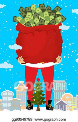 Vector Stock - Santa and bag of money. christmas gift cash ...