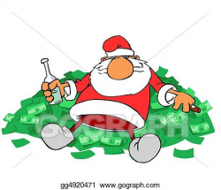 Stock Illustration - Santa claus on money hill . Clipart ...