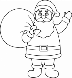 Christmas Background Black Contour Cartoon Santa Claus And Holiday ...