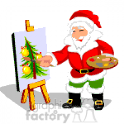Santa painting a picture of a Christmas tree. animation . Royalty-free  animation # 372594