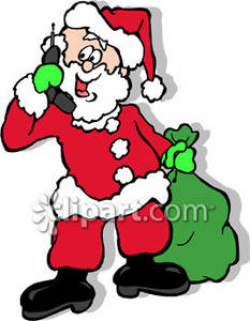Santa Claus Talking on His Cell Phone - Royalty Free Clipart ...