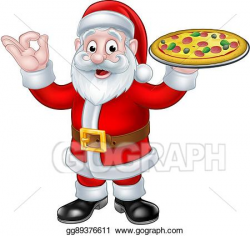 Vector Clipart - Santa claus pizza christmas cartoon ...