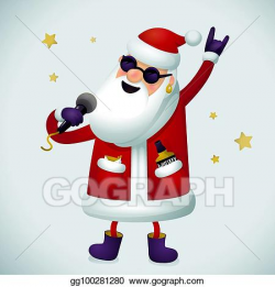 Vector Stock - Rock n roll santa character. singing santa ...
