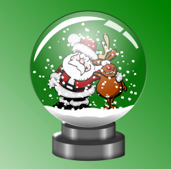 Clipart - Santa and Rudolph forever in a Snow Globe