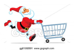 EPS Illustration - Cartoon santa run with empty cart ...