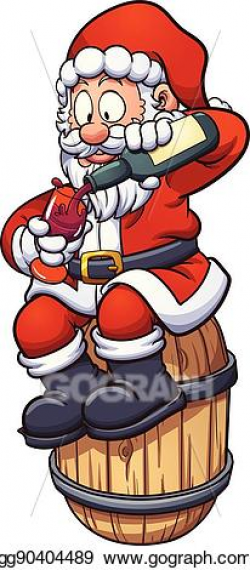 EPS Vector - Santa drinking wine. Stock Clipart Illustration ...