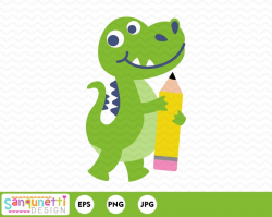 Back to school dinosaur clipart, school dino digital art, instant download