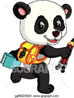 EPS Illustration - Cute panda on his way to school. Vector ...