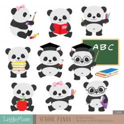 School Panda Clipart, Back to School Clipart