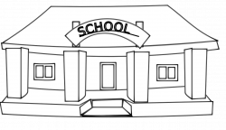School Building Black And White Clipart
