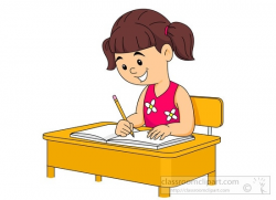 School Clipart – Student-Sitting-At-Her-Desk-Writing-In ...