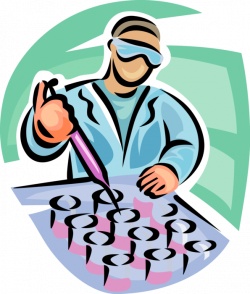 Technician Performs Tests with Pipette - Vector Image