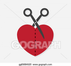Vector Illustration - Heart scissors half . EPS Clipart ...