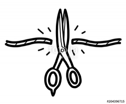 rope cut with scissors / cartoon vector and illustration ...