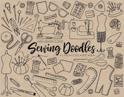 Hand Drawn Sewing Clipart. Doodle Dressmaking Clip Art ...