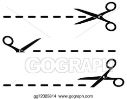 Vector Art - Isolated cut lines with black scissors. EPS ...