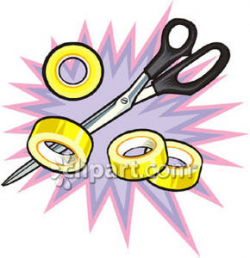 Scissors and Rolls of Tape - Royalty Free Clipart Picture