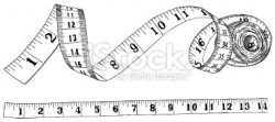 An ink drawing of measuring tape - vector illustration ...