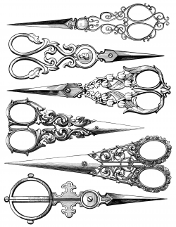 vintage sewing clipart, black and white clip art, old ...