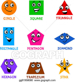 Vector Clipart - Basic geometric shapes with cartoon faces ...