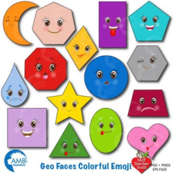Faces Clipart, Emoticons clipart, Shapes clipart, Emoji Clip Art, AMB-126